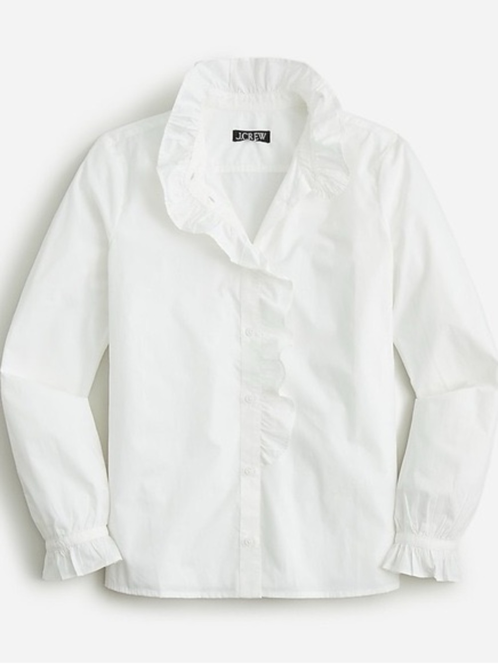 J Crew Cottage Ruffle Button Front Blouse Size 12 Cotton Long Sleeve Preppy - Picture 2 of 11